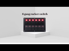 DC 12V 6 Gang Rocker διακόπτης με κόκκινο φως LED για αυτοκίνητο βάρκα