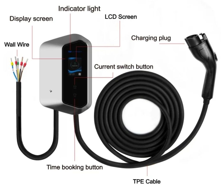 7KW 9KW 11KW 2.4 LCD χρωματική οθόνη τοίχος EV φορτιστές Ip54 110-240V