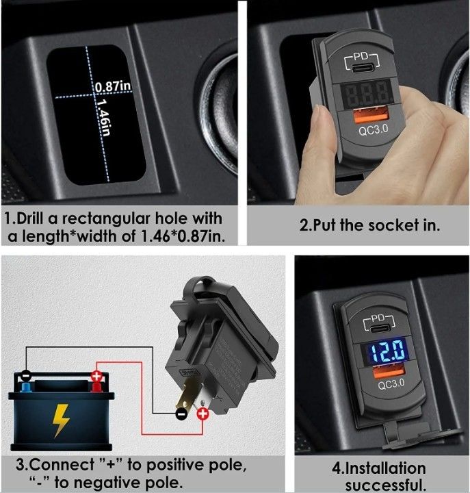 12v 24v USB φορτιστή Rocker διακόπτης γρήγορη φόρτιση πρίζα αδιάβροχη γρήγορη διπλή Pd Qc3.0 για αυτοκίνητα βάρκα