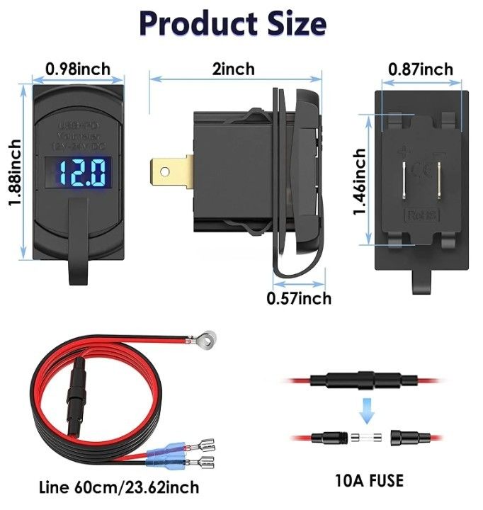 12v 24v USB φορτιστή Rocker διακόπτης γρήγορη φόρτιση πρίζα αδιάβροχη γρήγορη διπλή Pd Qc3.0 για αυτοκίνητα βάρκα