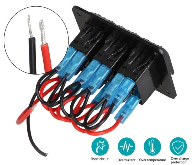DC 12V 24V μπλε LED φως πίσω 3 Gang αλουμίνιο 5 πιν ON Off Πίνακα διακόπτη