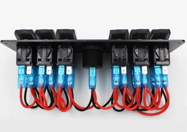 Χρώμα Voltmeter 6 Gang DC12V 24V Led On Off 5 PIN Πίνακα διακόπτη Rocker για καραβάνι Αυτοκινητοβιομηχανία Marine