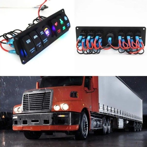 Χρώμα Voltmeter 6 Gang DC12V 24V Led On Off 5 PIN Πίνακα διακόπτη Rocker για καραβάνι Αυτοκινητοβιομηχανία Marine