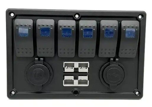 12V 8 Way Gang Rocker Switch Panel με W / 50A διπλή πρίζα Anderson