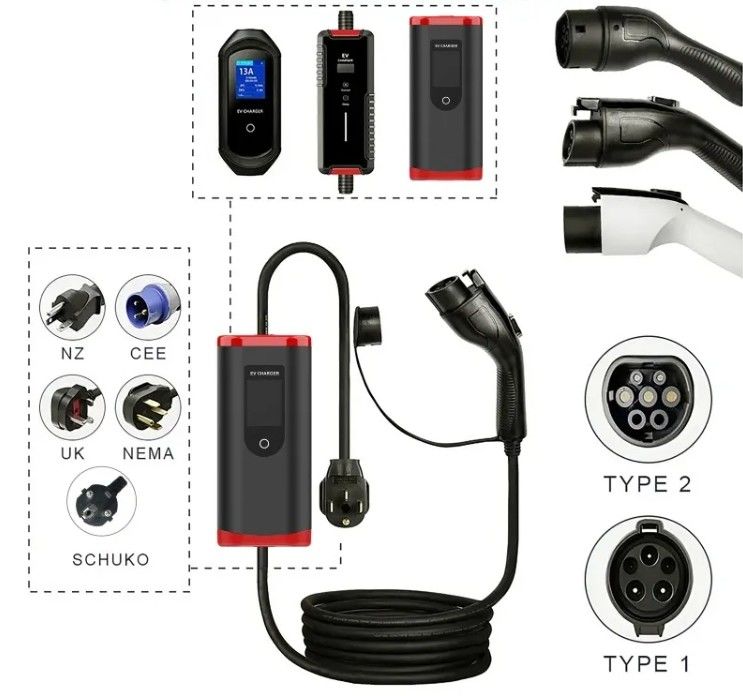 Προσαρμοσμένο IP65 16A-40A ρυθμιζόμενο SAE J1772 τύπου 1 φορητό φορτιστή αυτοκινήτου EV φορητό σταθμό φόρτισης