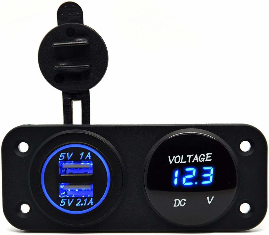 DC 12V 24V LED ψηφιακό μετρητή βολτ διπλής πρίζας USB πίνακα πρίζας 3.1A φορτιστή