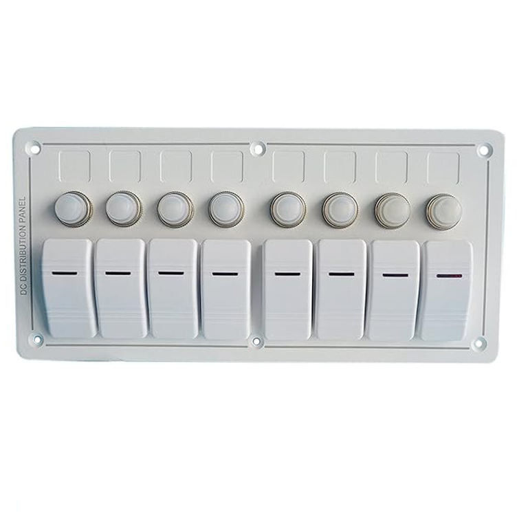 12-24V 6 Gang Boat Switch Panel Blue LED Rocker On-off Προαιρετικός διακόπτης κυκλωμάτων