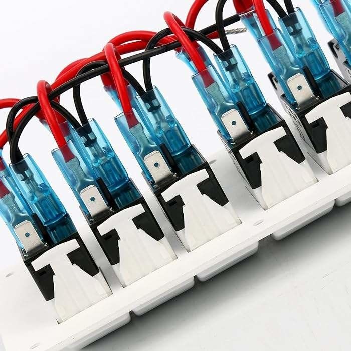 12-24V 6 Gang Boat Switch Panel Blue LED Rocker On-off Προαιρετικός διακόπτης κυκλωμάτων