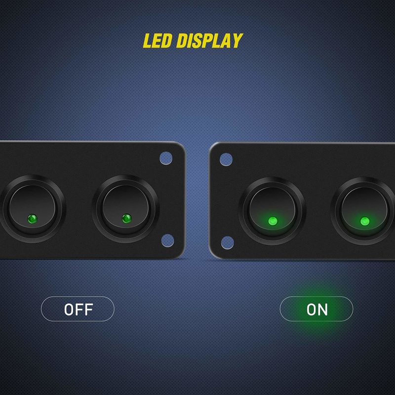 5 Gang Rocker Switch Panel 20A 3 Pin On Off 12V Πράσινος διακόπτης διακόπτη για αυτοκίνητα φορτηγά πλοία