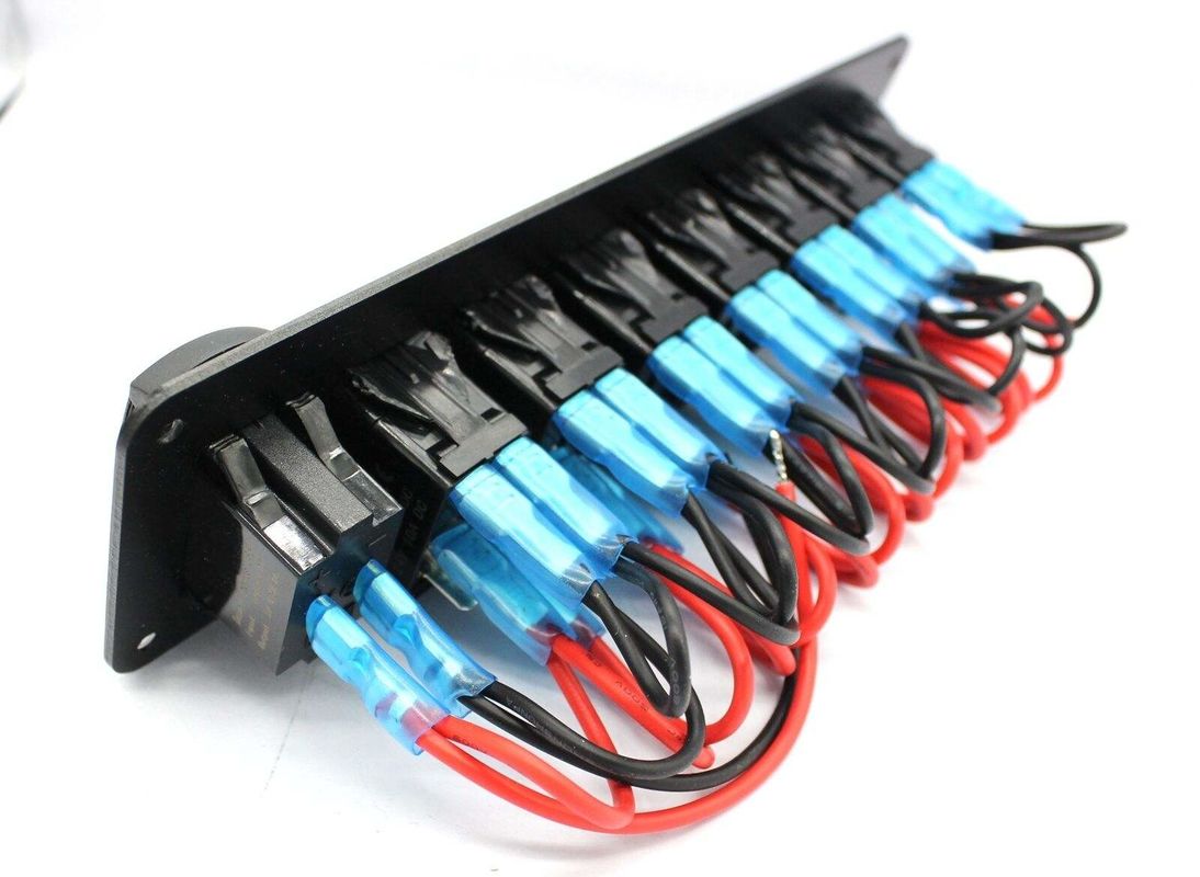 DC 12V 7 Gang Rocker Switch Panel με LED διπλού φορτιστή USB 4,8 Amp