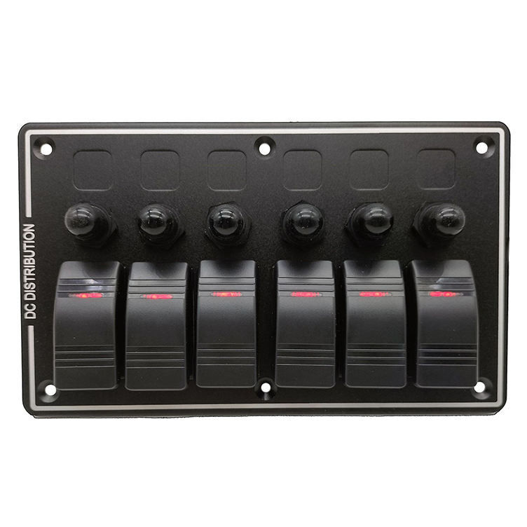 DC 12V 6 Gang Rocker διακόπτης με κόκκινο φως LED για αυτοκίνητο βάρκα