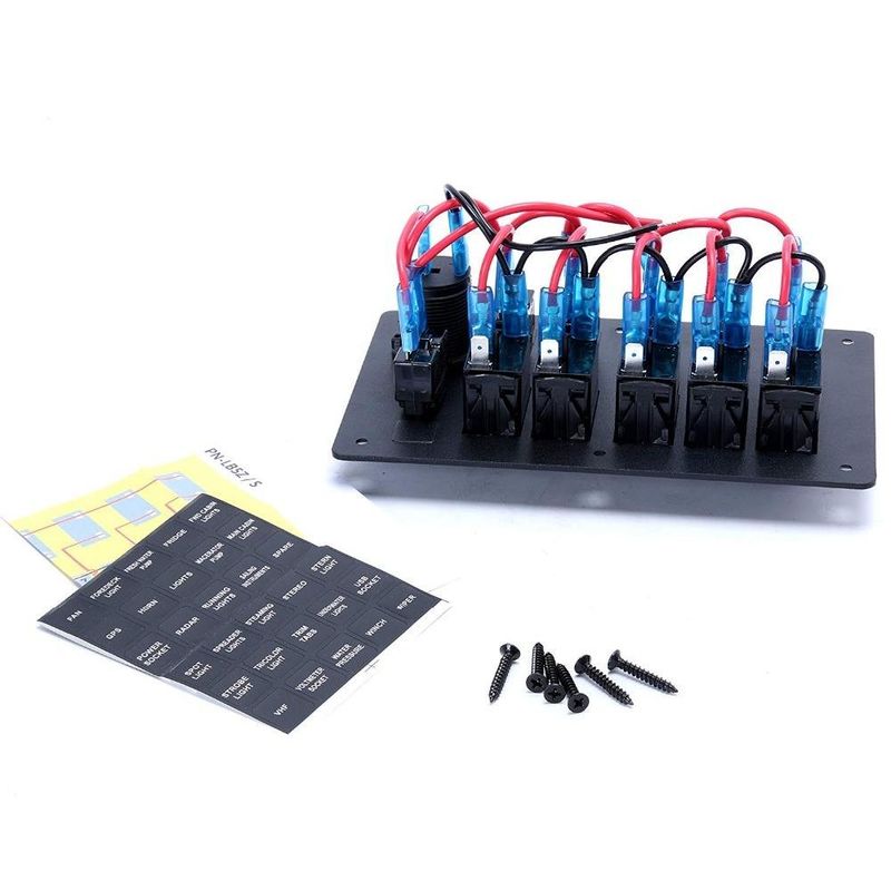 DC 12V 6 Gang Rocker διακόπτης με κόκκινο φως LED για αυτοκίνητο βάρκα