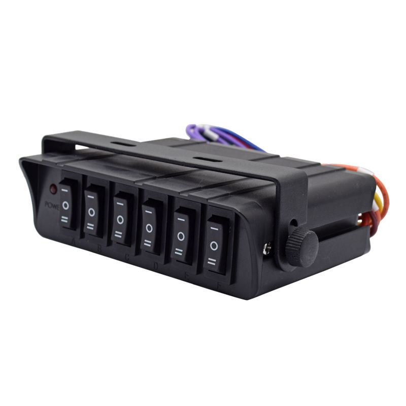 6 Gang Rocker Switch Box SPST On/Off Rocker Toggle Switch Panel 30Amp Max 12 καλώδια AWG