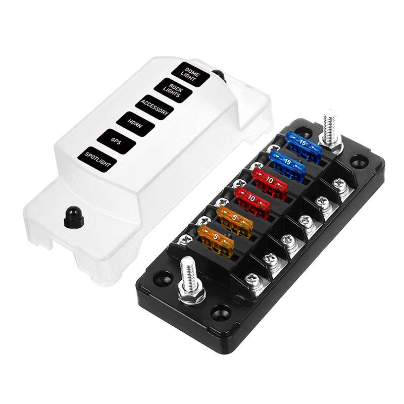 12V-24V DC 6 Way Fuse Block με αρνητικό λεωφορείο Atc/Ato Standard Automotive Fuse Box